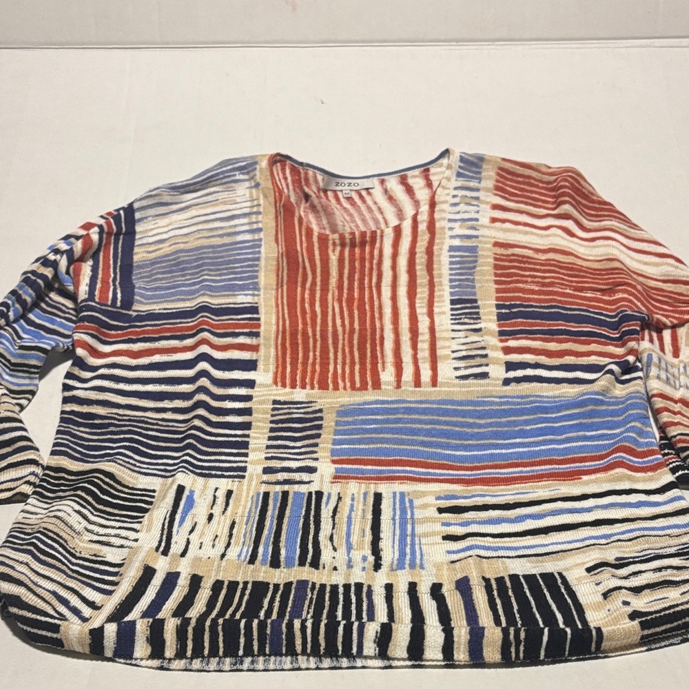 ZOZO Red and White Striped Linen Blend Top